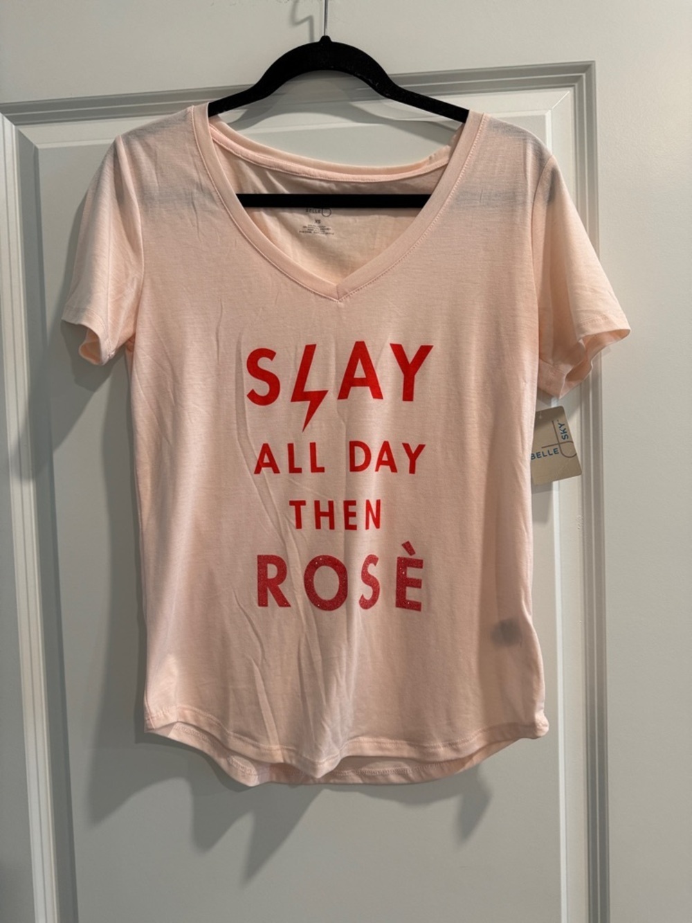 NWT Slay All Day Then Rosé Pink Graphic Tee sz xs. Would fit a small.